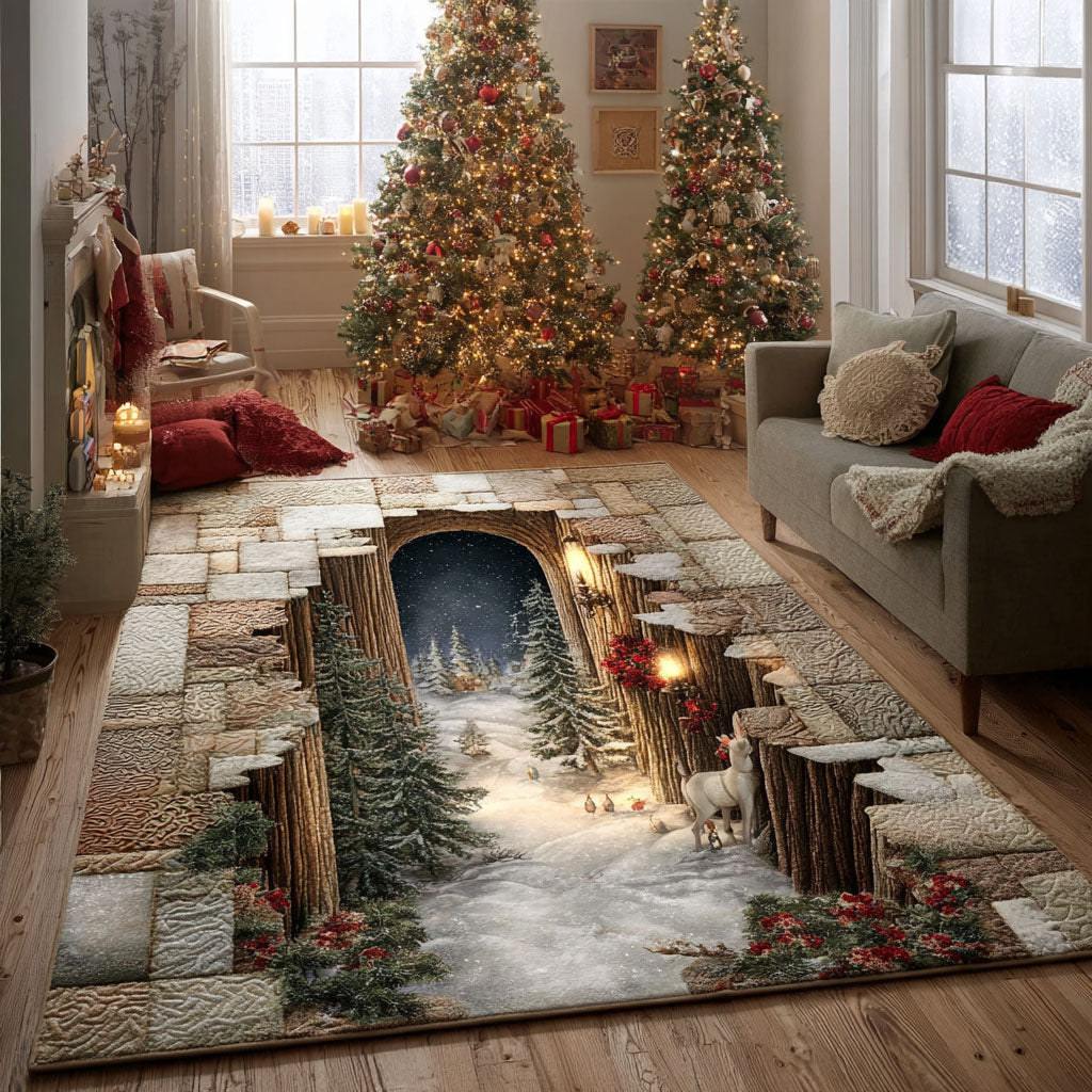Snowfall Serenity Area Rug - Non-Slip Washable 3D Print Rug for Living Room & BedroomTVC2108117