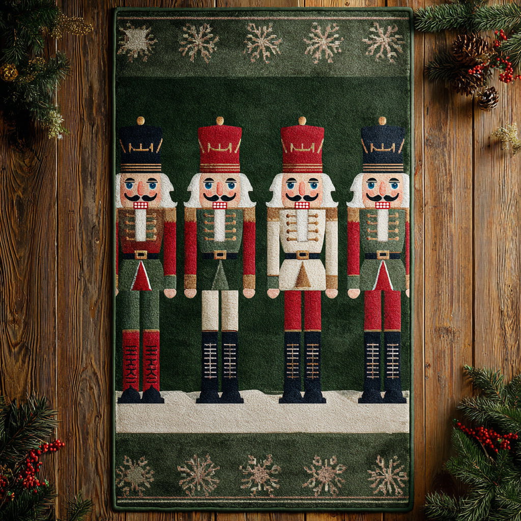 Snowflake Nutcracker Green Area Rug - Non-Slip Washable 3D Print Rug for Living Room & BedroomTVC2108117