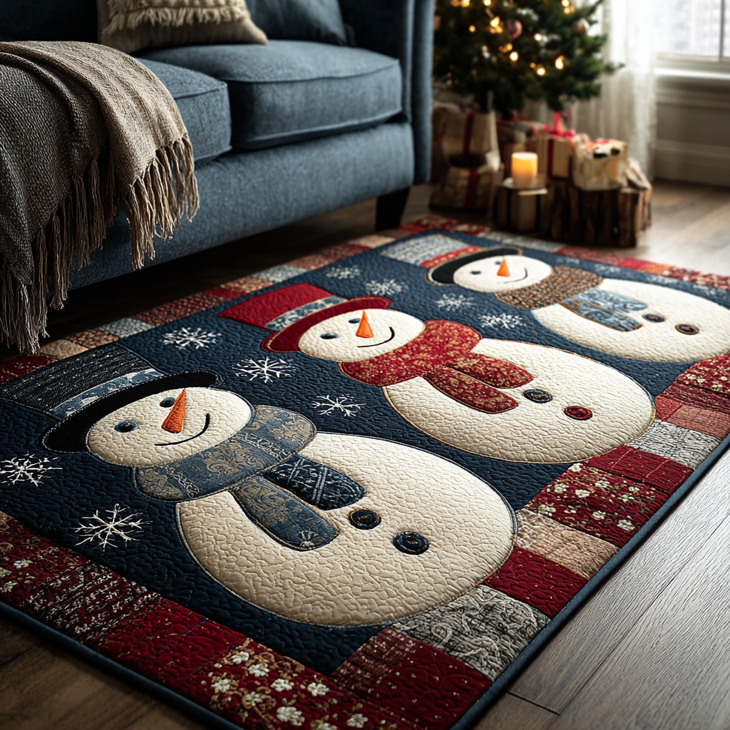 Snowman Charm Area Rug - Non-Slip Washable 3D Print Rug for Living Room & BedroomTVC2108116