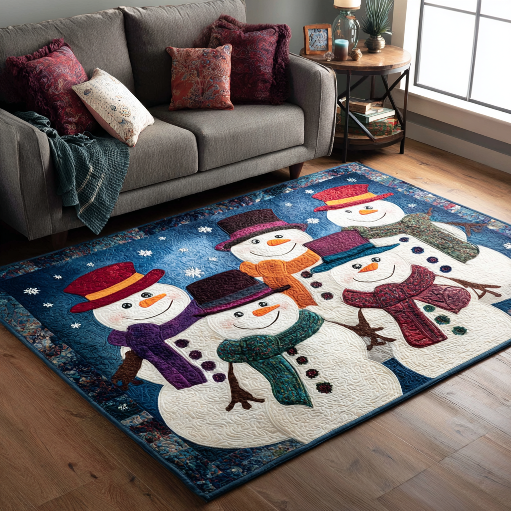 Snowman Delight Area Rug - Non-Slip Washable 3D Print Rug for Living Room & BedroomTVC2108116