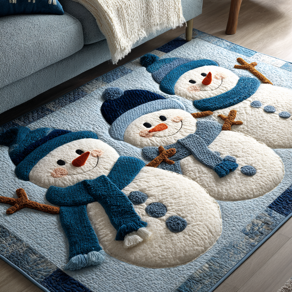 Snowman Glow Area Rug - Non-Slip Washable 3D Print Rug for Living Room & BedroomTVC2108116
