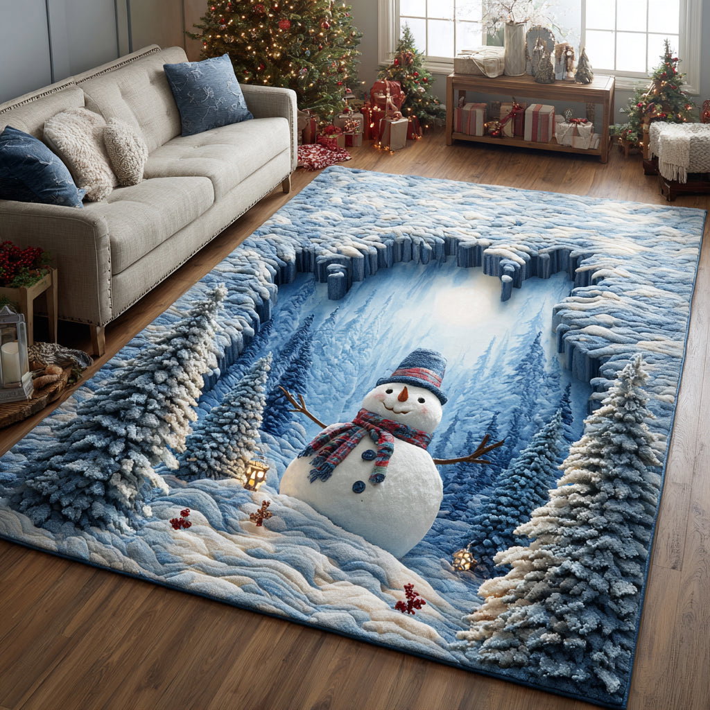 Snowman Hollow Area Rug - Non-Slip Washable 3D Print Rug for Living Room & BedroomTVC2108116