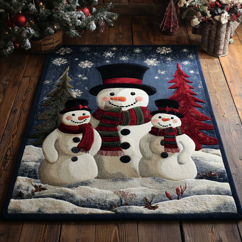 Snowman Trio Area Rug - Non-Slip Washable 3D Print Rug for Living Room & BedroomTVC2108116