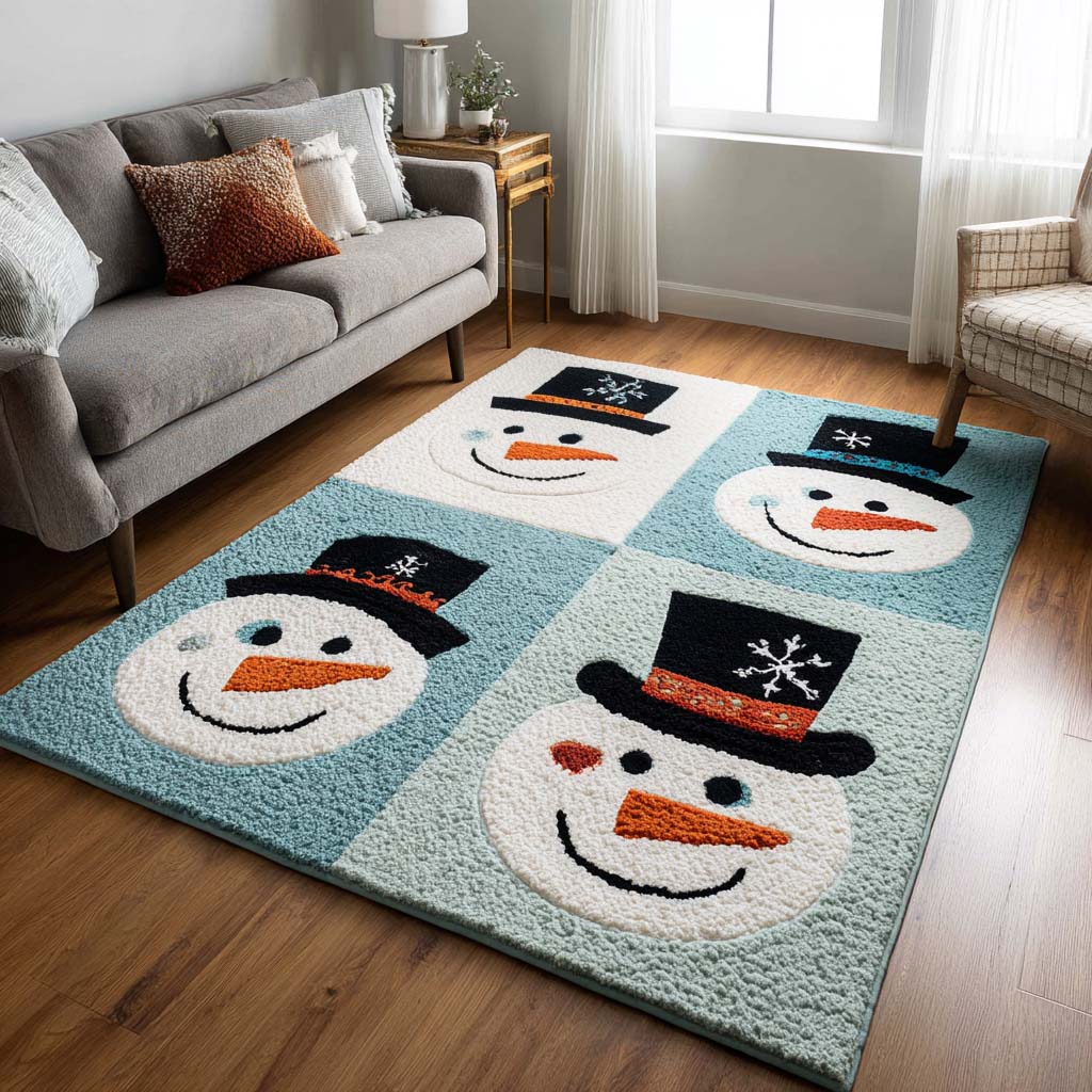 Snowy Faces Area Rug - Non-Slip Washable 3D Print Rug for Living Room & BedroomTVC2108115