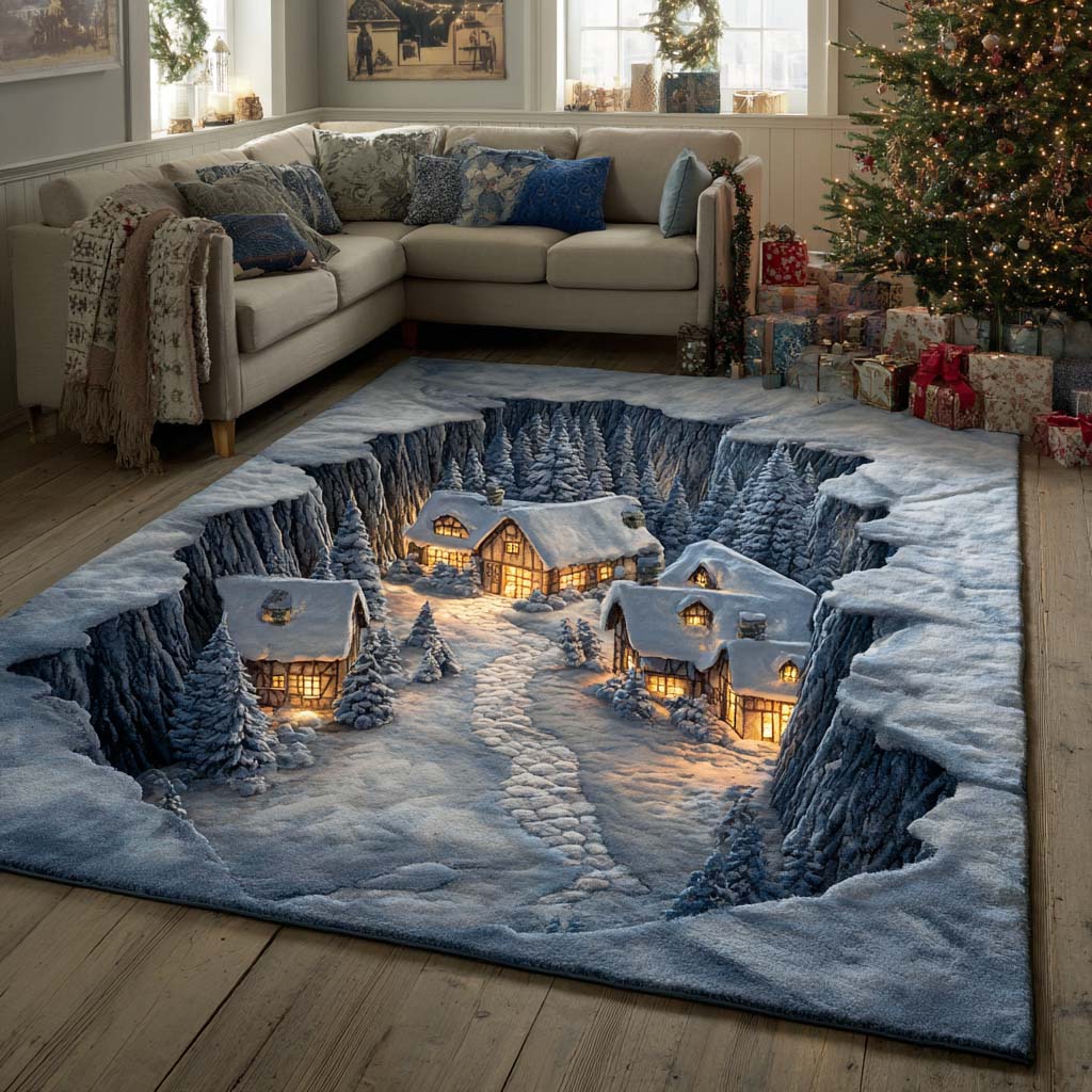 Snowy Haven Area Rug - Non-Slip Washable 3D Print Rug for Living Room & BedroomTVC2108115