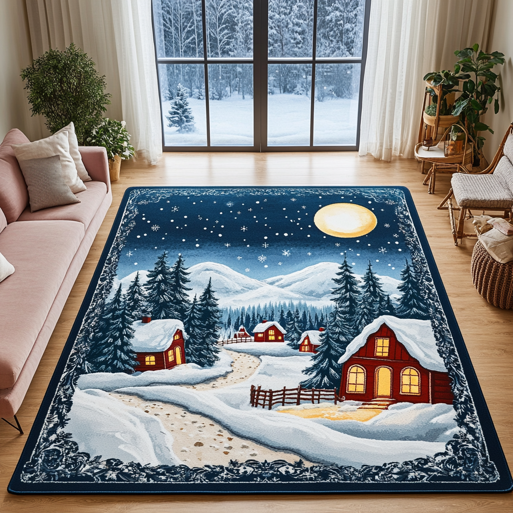 Snowy Path Area Rug - Non-Slip Washable 3D Print Rug for Living Room & BedroomTVC2108115