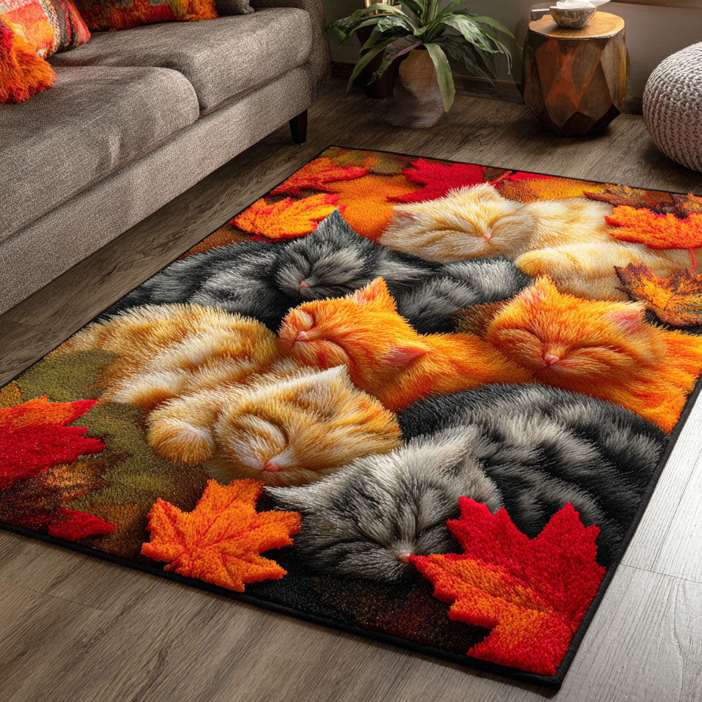 Snuggled Kitty Area Rug - Non-Slip Washable 3D Print Rug for Living Room & BedroomTVC2108115