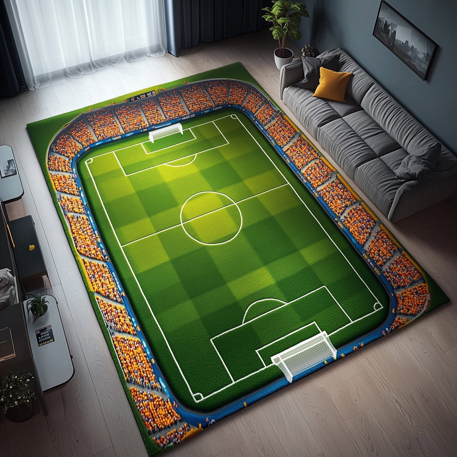 Soccer Stadium Area Rug - Non-Slip Washable 3D Print Rug for Living Room & BedroomTVC2108144