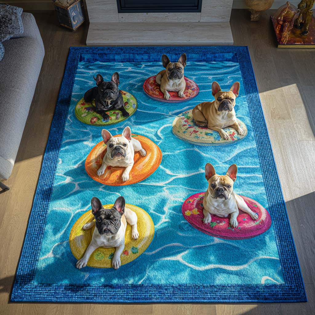 Solstice Frenchies Area Rug - Non-Slip Washable 3D Print Rug for Living Room & BedroomTVC2108114