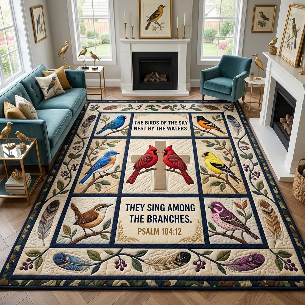 Songbirds Among Branches Area Rug - Non-Slip Washable 3D Print Rug for Living Room & BedroomTVC210870