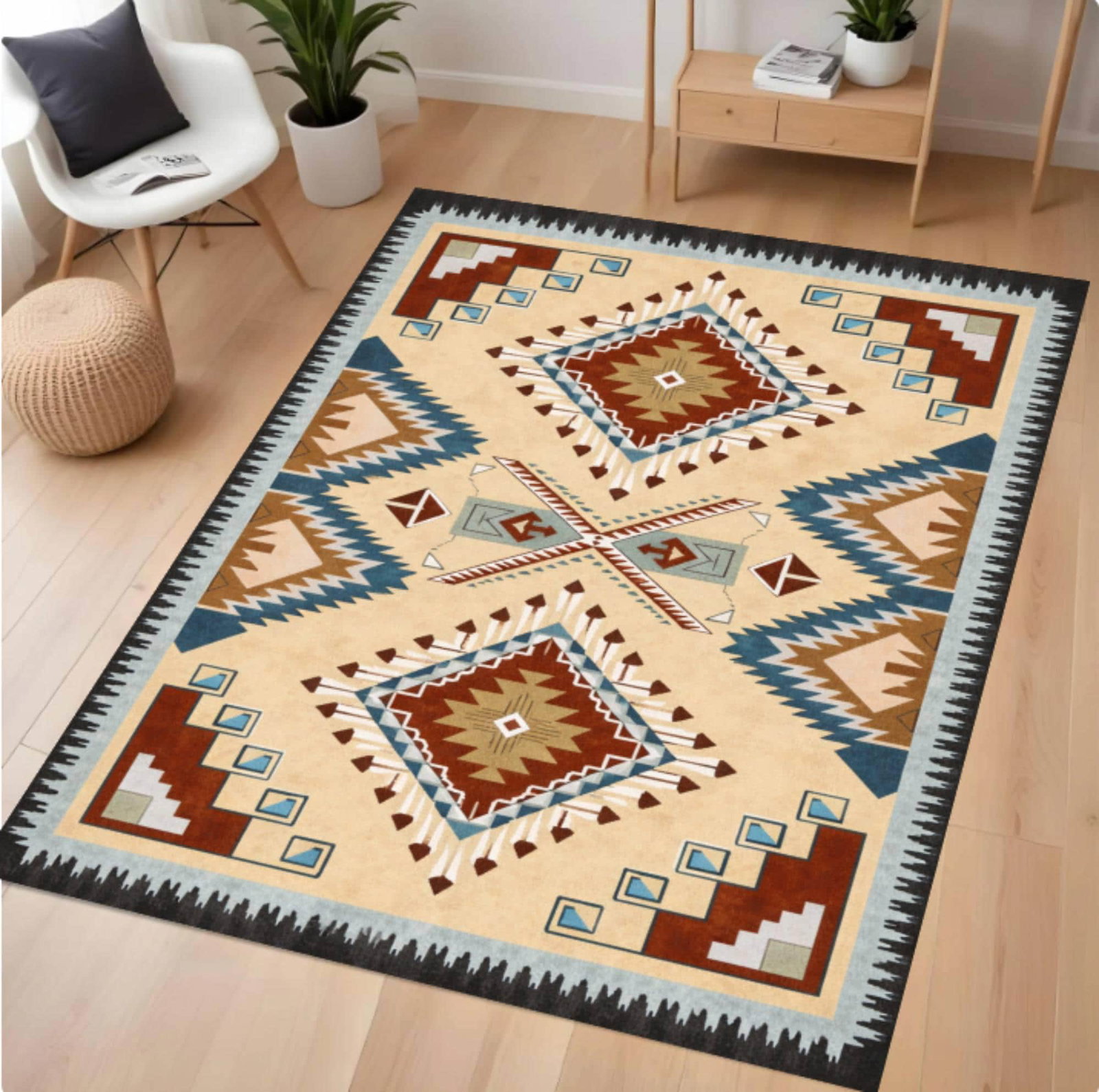 Southwestern Aztec Rug Tribaal Geometric Living Room Rug Boho-westers DecorTVC1708373