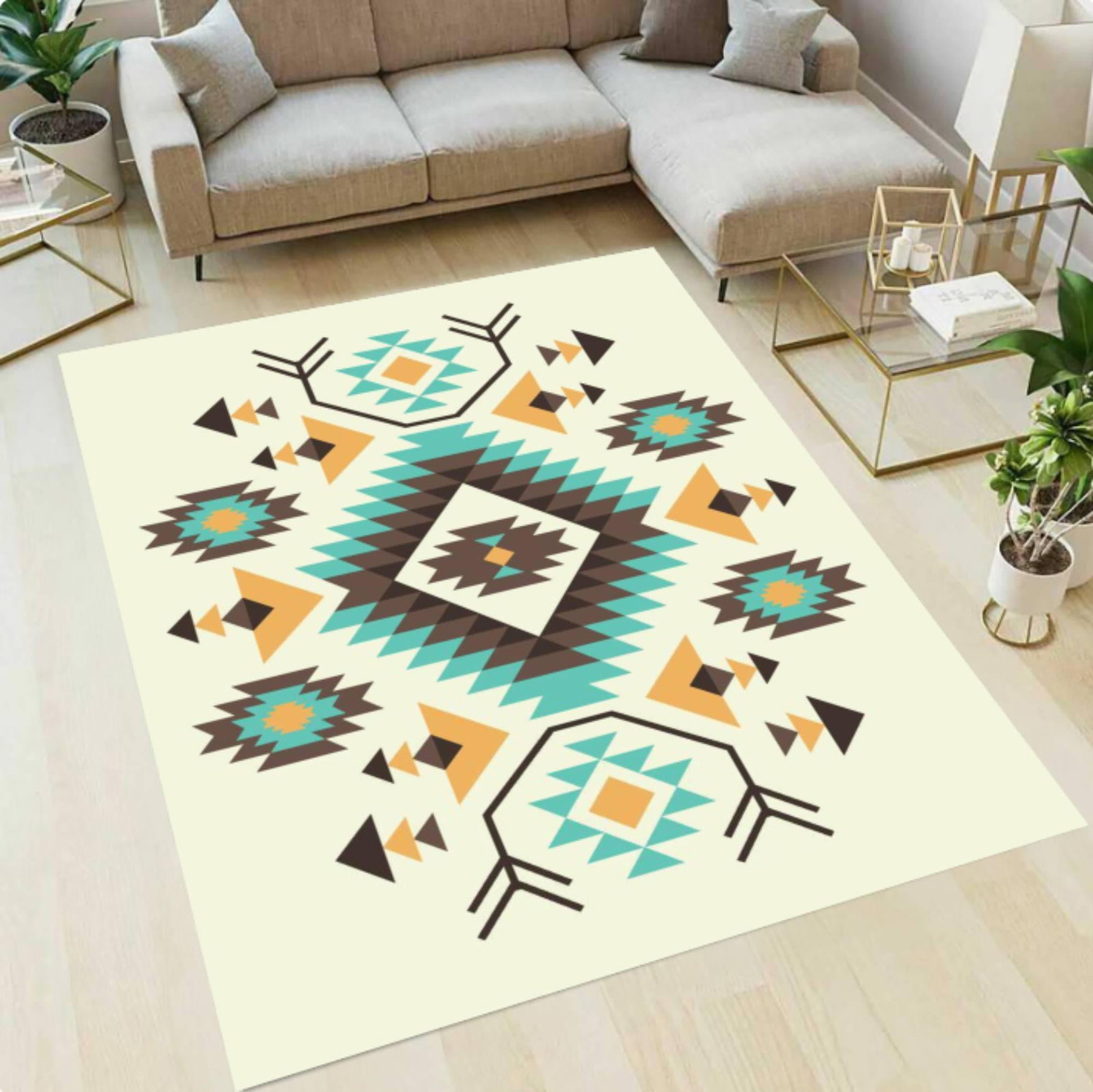 Southwestern Tribal Area Rug, Boho RugTVC1708382