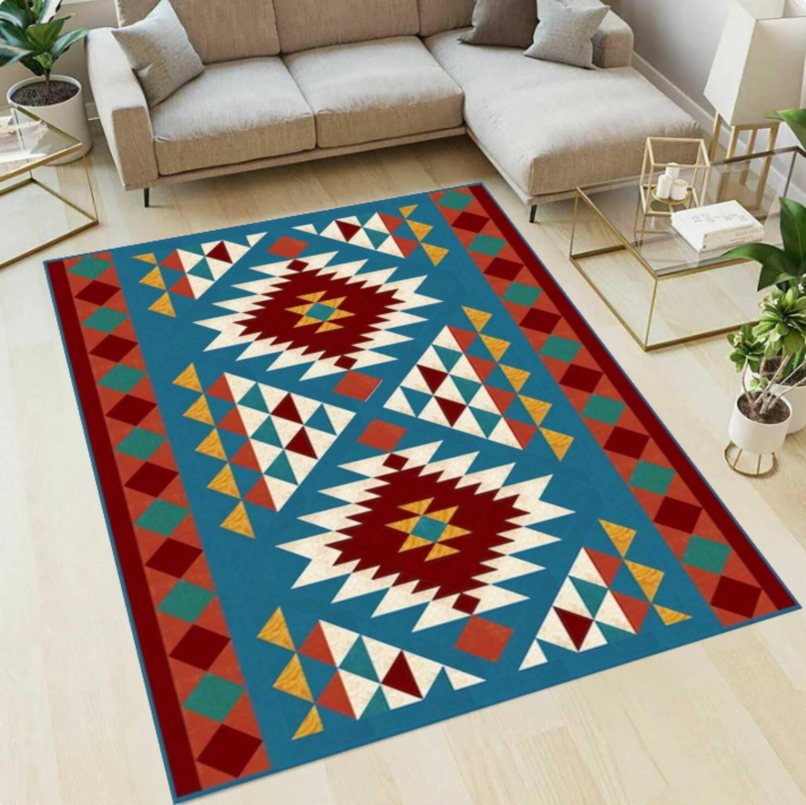 Southwestern Tribal Area Rug, Colorful Aztec Geometric CarpetTVC1708385