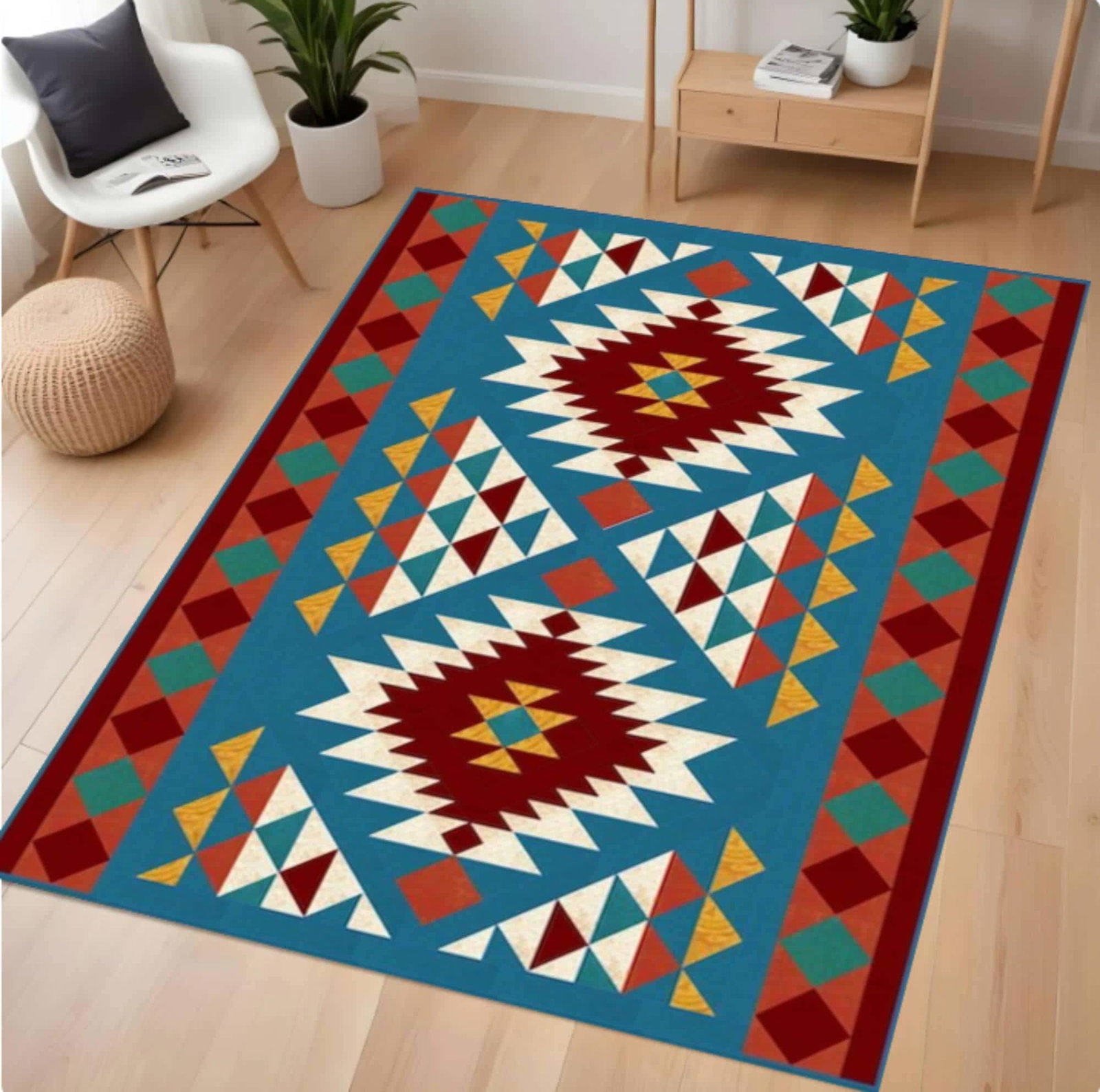 Southwestern Tribal Rug Colorful Aztec Geometric Rug Boho Living RoomTVC1708358