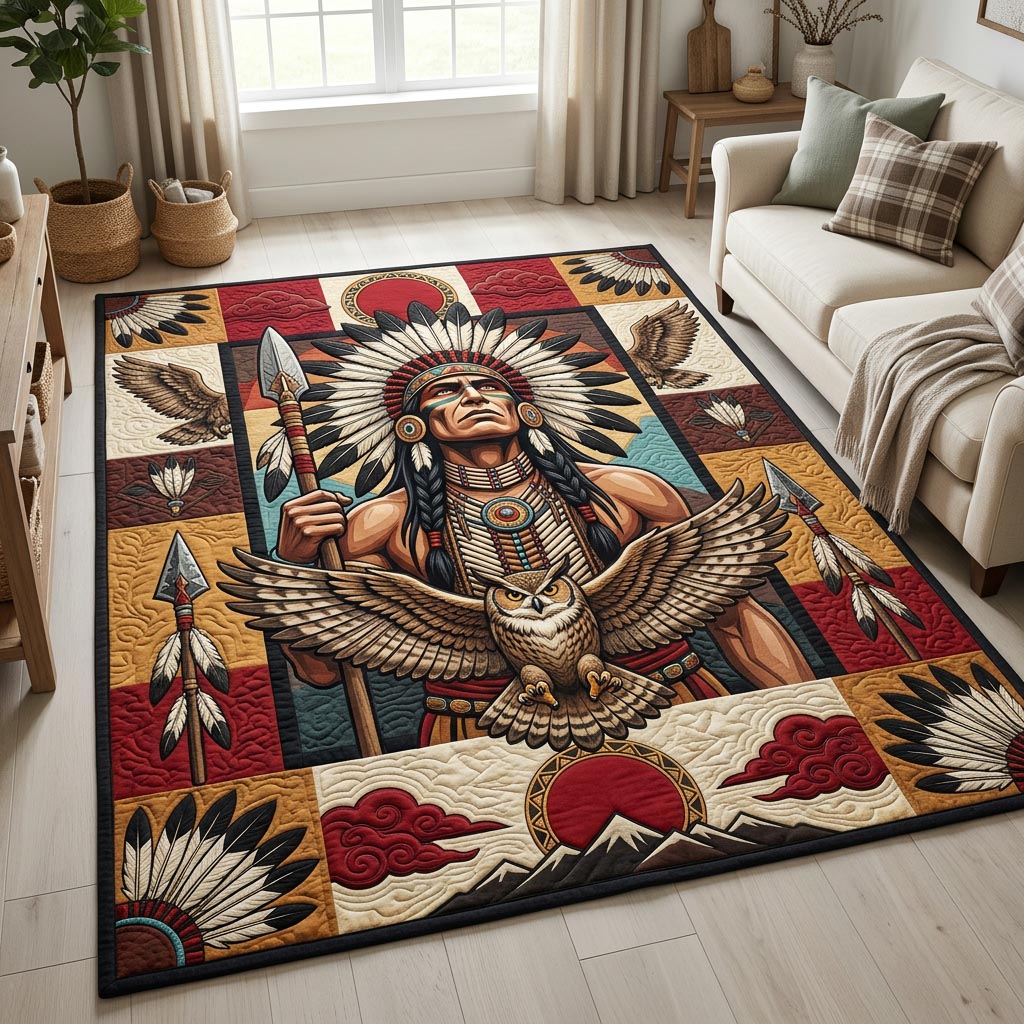 Spear Warrior Owl Sunrise Area Rug - Non-Slip Washable 3D Print Rug for Living Room & BedroomTVC210863