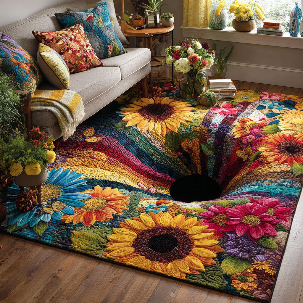 Spiral Garden of Petals Area Rug - Non-Slip Washable 3D Print Rug for Living Room & BedroomTVC2108114