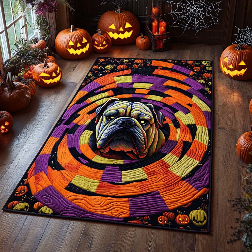 Spooky Spiral Bulldog Halloween Area Rug - Non-Slip Washable 3D Print Rug for Living Room & BedroomTVC2108113