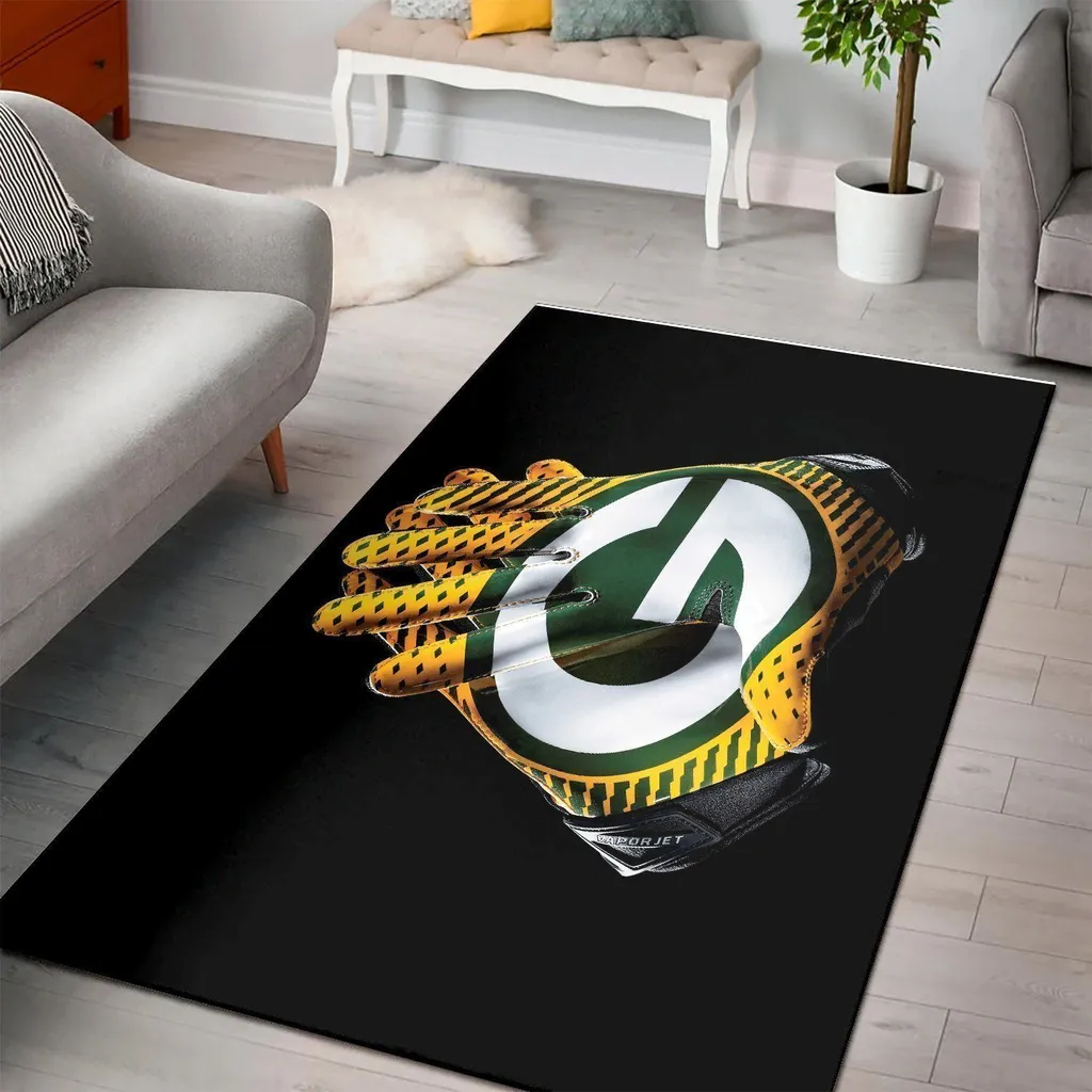 Sports Glove Rug Decorative Living Room Carpet Black and Orange