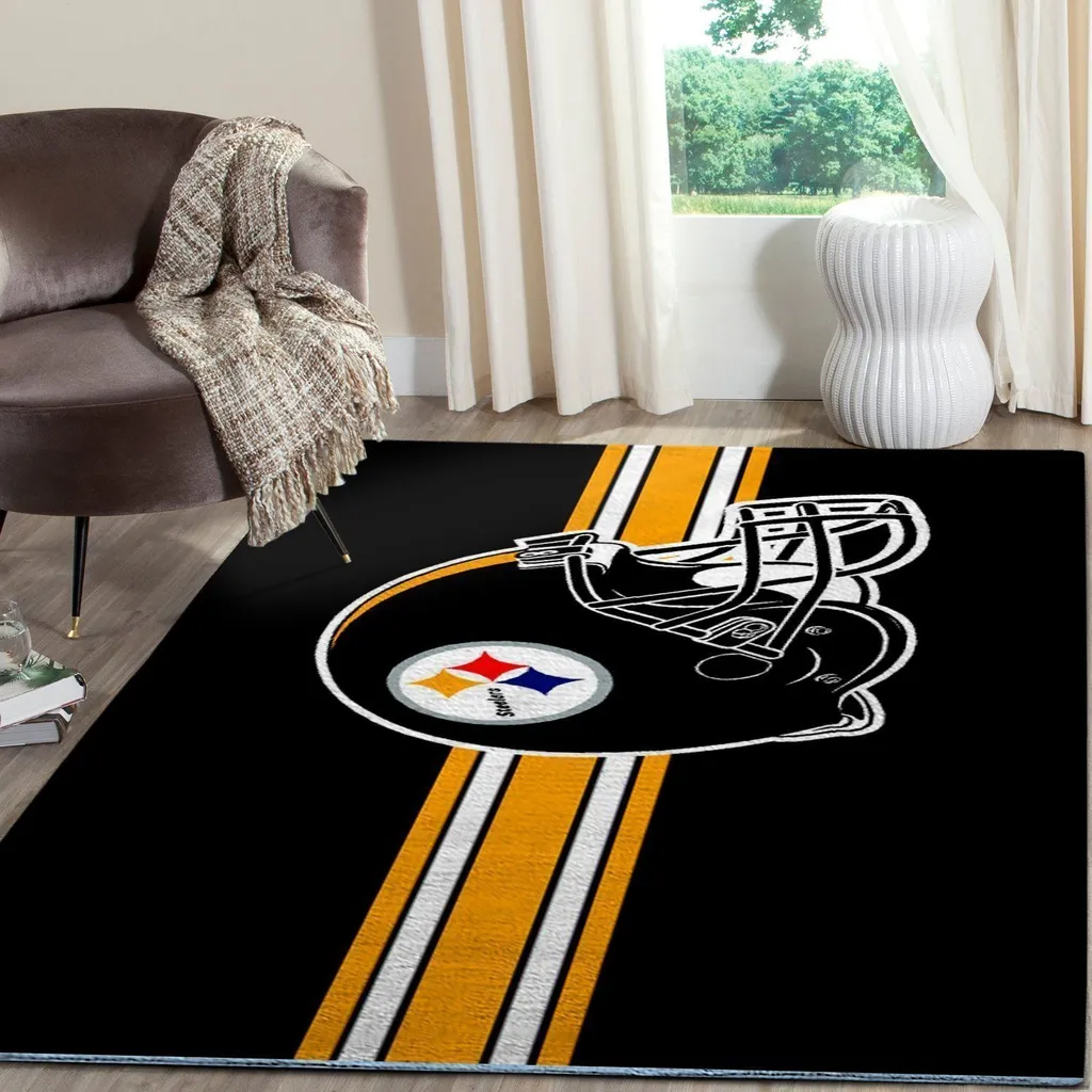 Sports Helmet Rug Bold Stripe Design for Fans Black and Yellow
