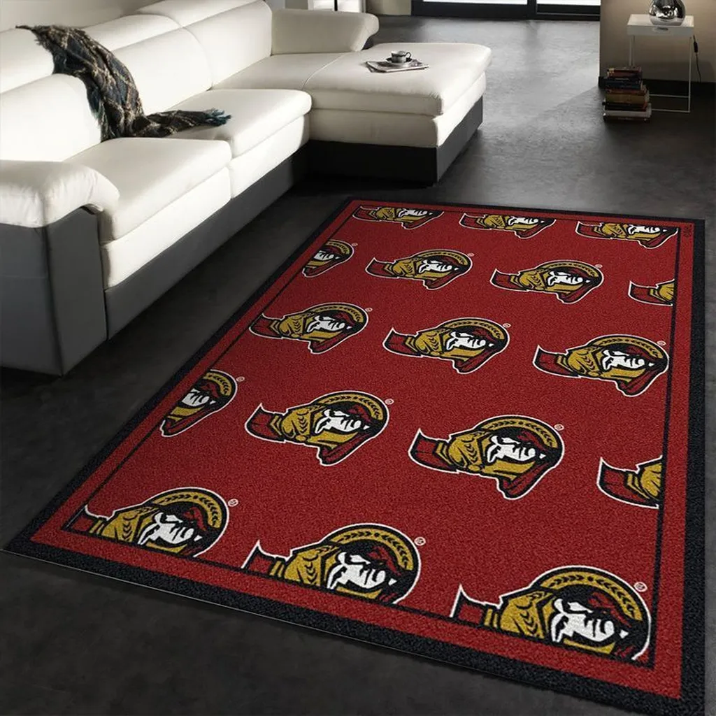 Sports Logo Area Rug Perfect for Living Room Decor Red and Yellow