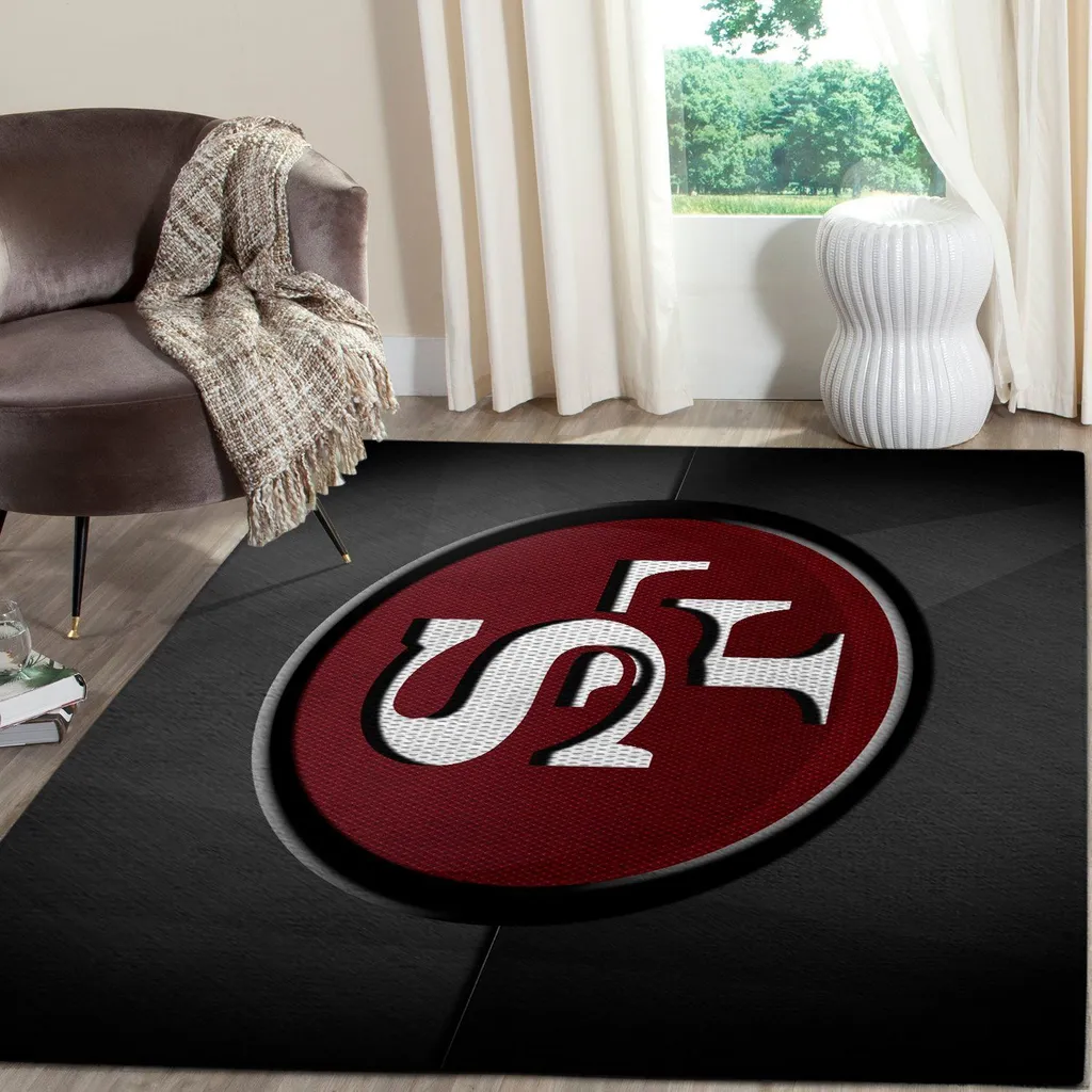 Sports Logo Rug for Modern Stylish Home Decor Black and Red
