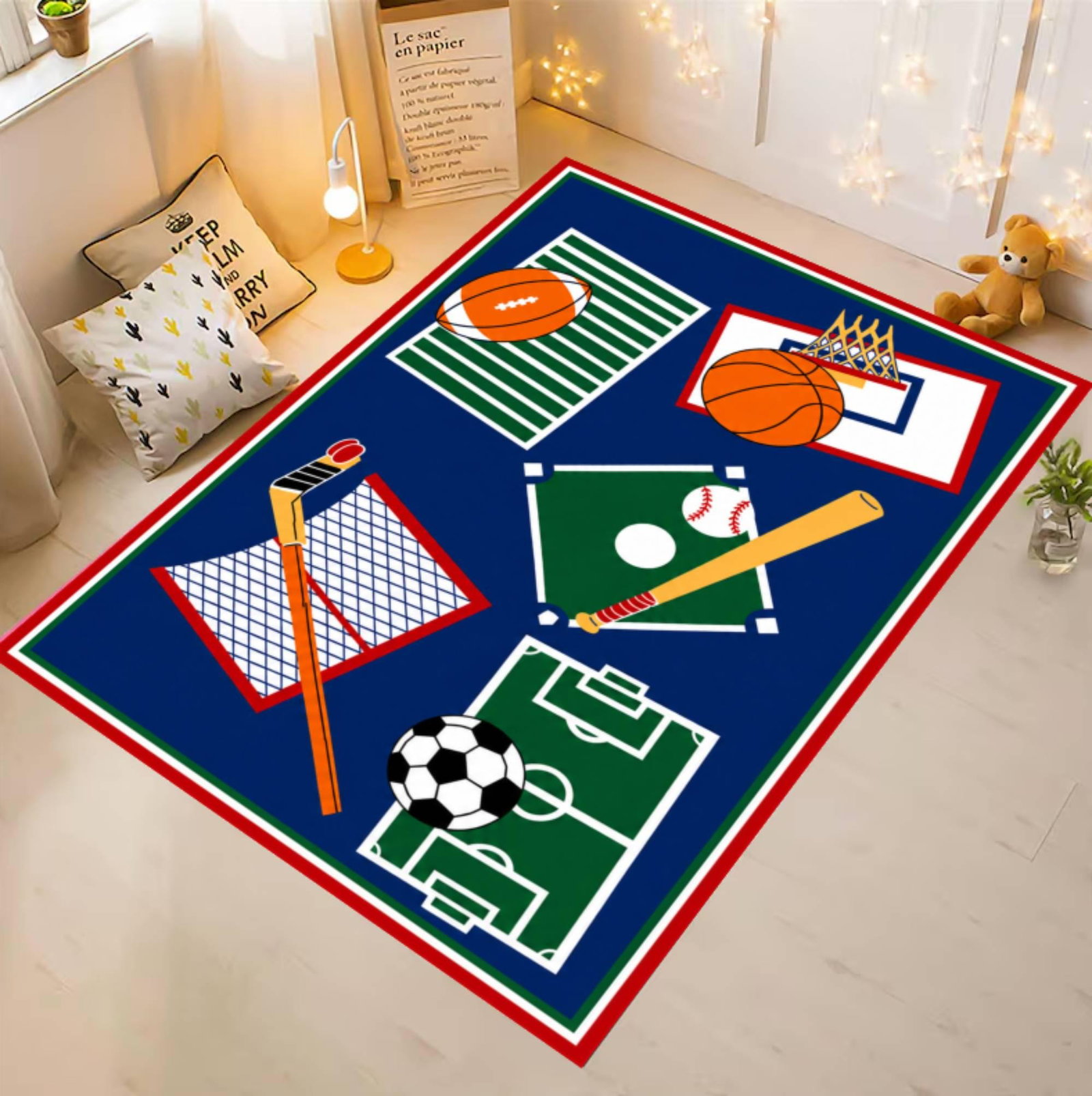 Sportvloerkleed for Kids Rug Playroom Boys Washable Non-slip Sporttapijt SoccerTVC1708369