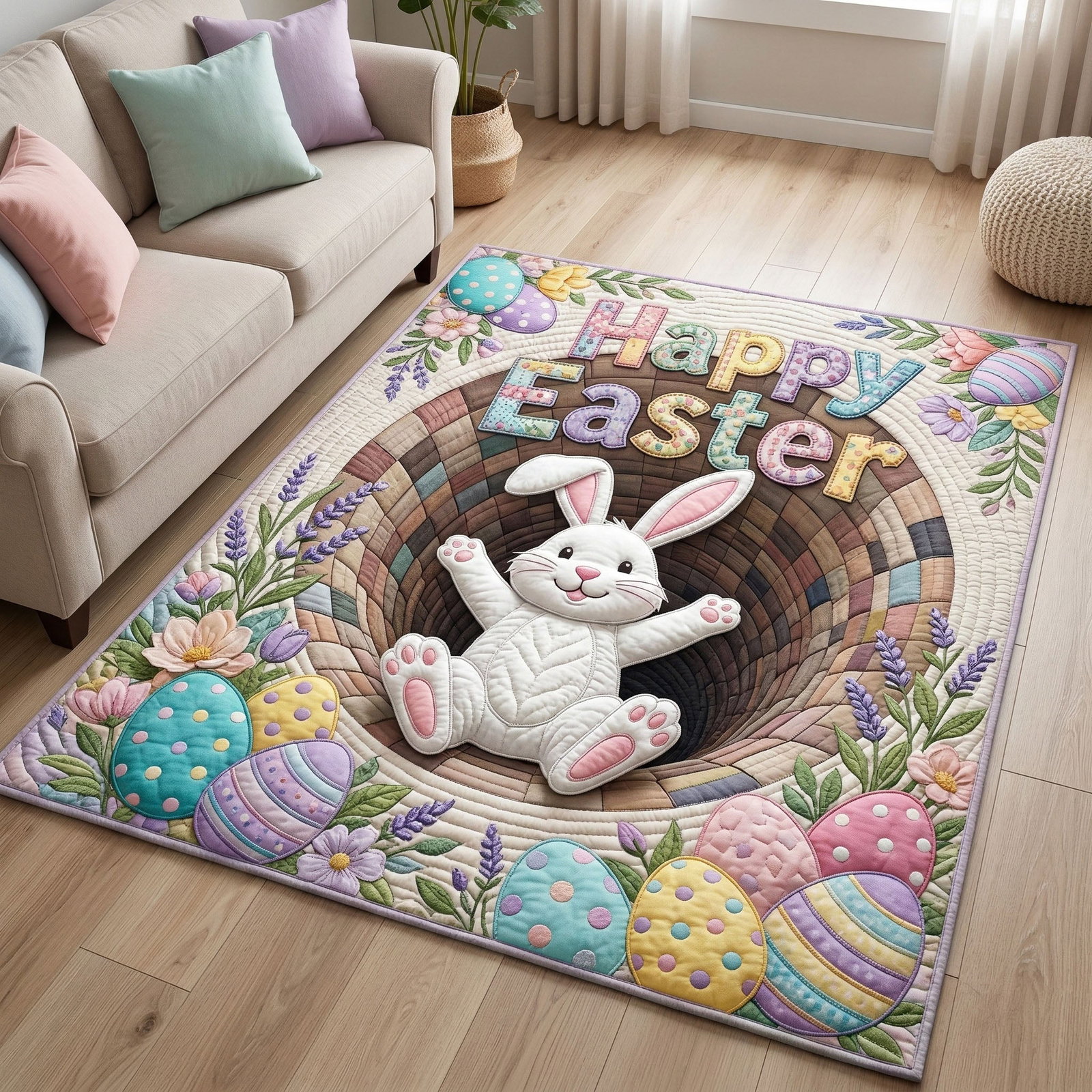 Spring Easter Area Rug - Non-Slip Washable 3D Print Rug for Living Room & BedroomTVC2108113