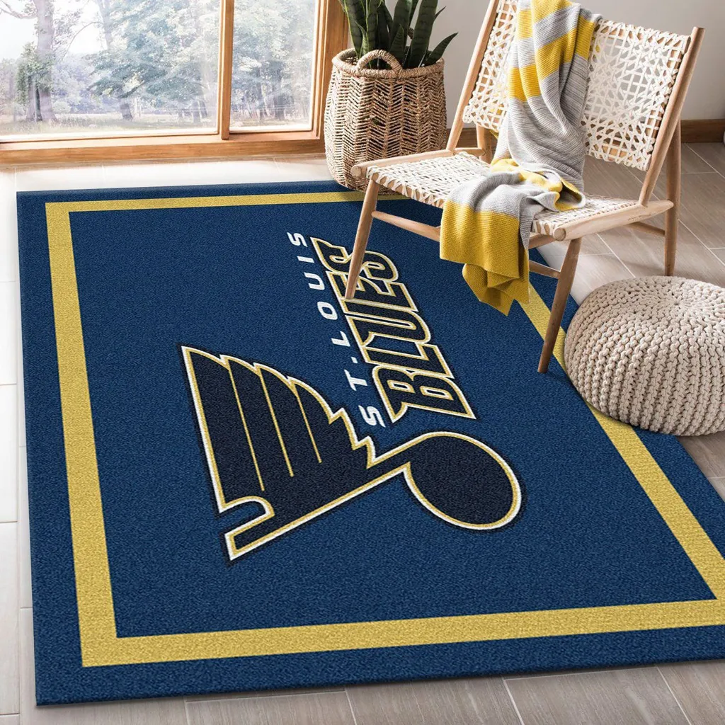 St. Louis Blues Rug - Area Carpet for Home Decor Blue and Yellow