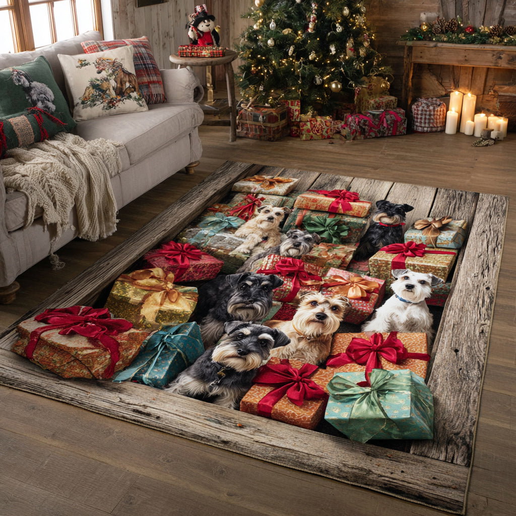 Stacked Schnauzer Presents Area Rug - Non-Slip Washable 3D Print Rug for Living Room & BedroomTVC2108112