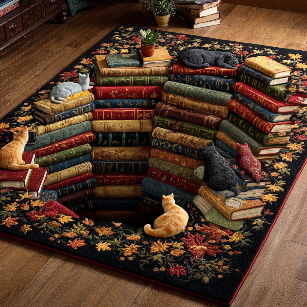 Stacked Stories Area Rug - Non-Slip Washable 3D Print Rug for Living Room & BedroomTVC2108112