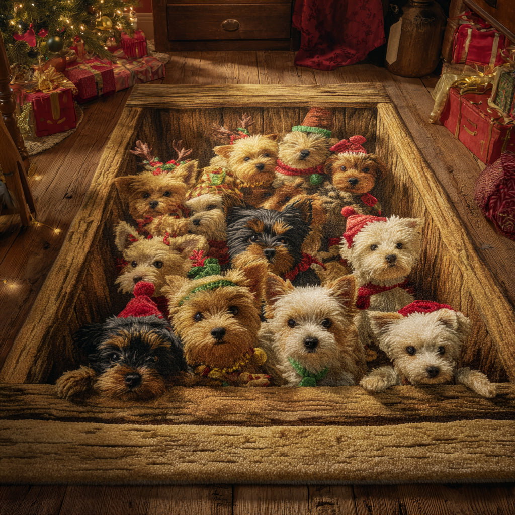 Stacked Yorkie Area Rug - Non-Slip Washable 3D Print Rug for Living Room & BedroomTVC2108112
