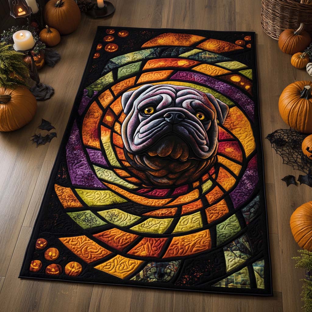 Stained Glass Spiral Bulldog Area Rug - Non-Slip Washable 3D Print Rug for Living Room & BedroomTVC2108108