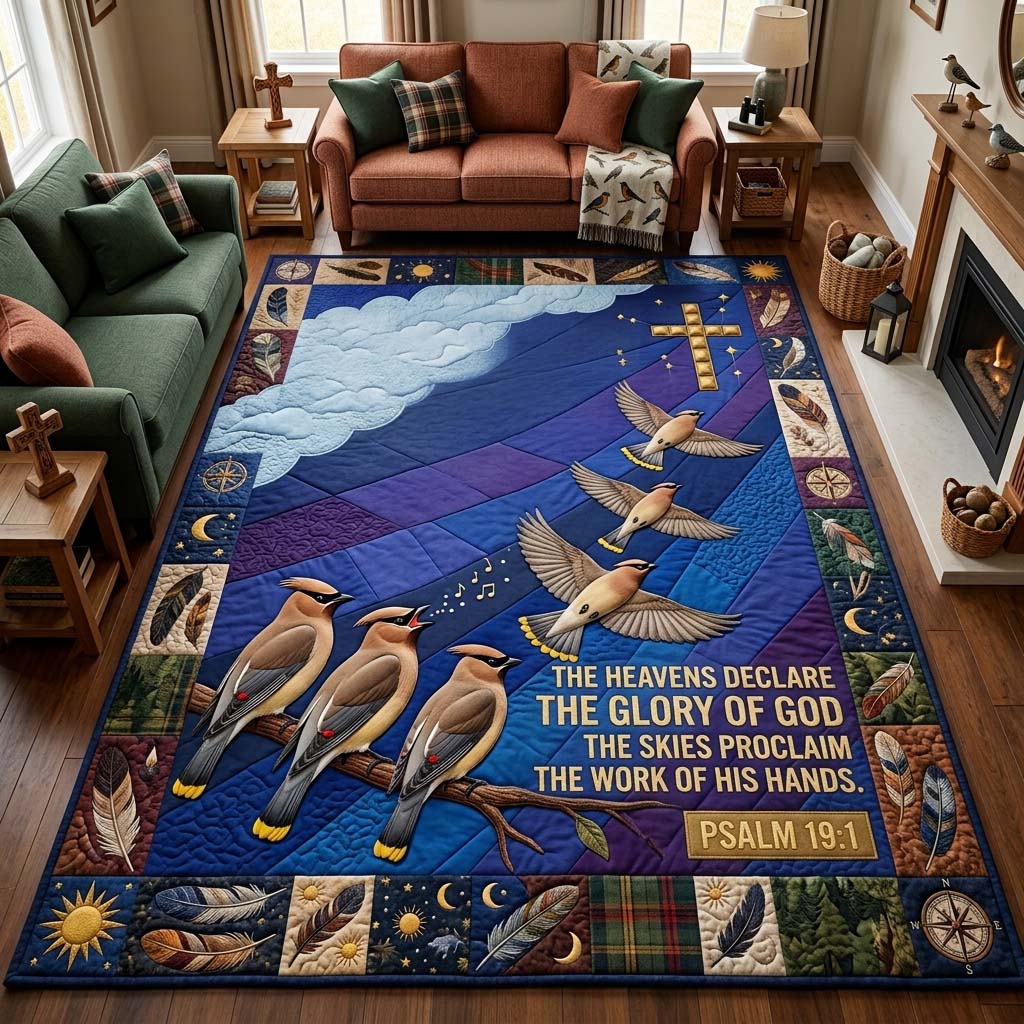 Starlit Waxwing Night Area Rug - Non-Slip Washable 3D Print Rug for Living Room & BedroomTVC210870