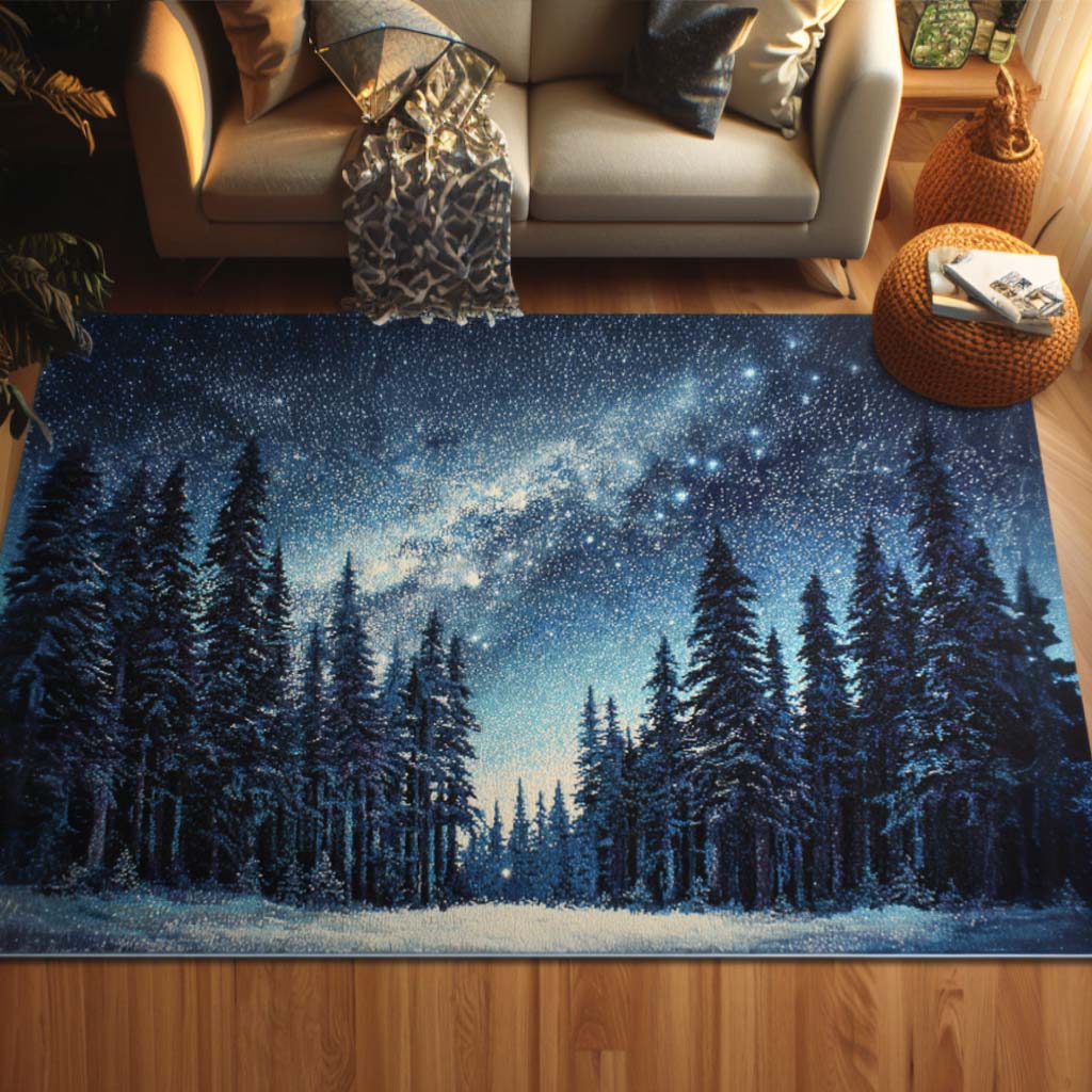 Starry Forest Area Rug - Non-Slip Washable 3D Print Rug for Living Room & BedroomTVC2108111