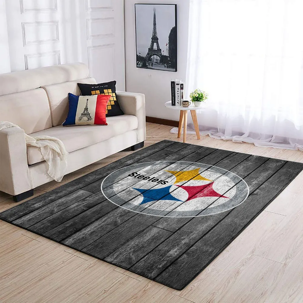 Steelers Area Rug Ideal for Living Room Floor Decor Black and Gray
