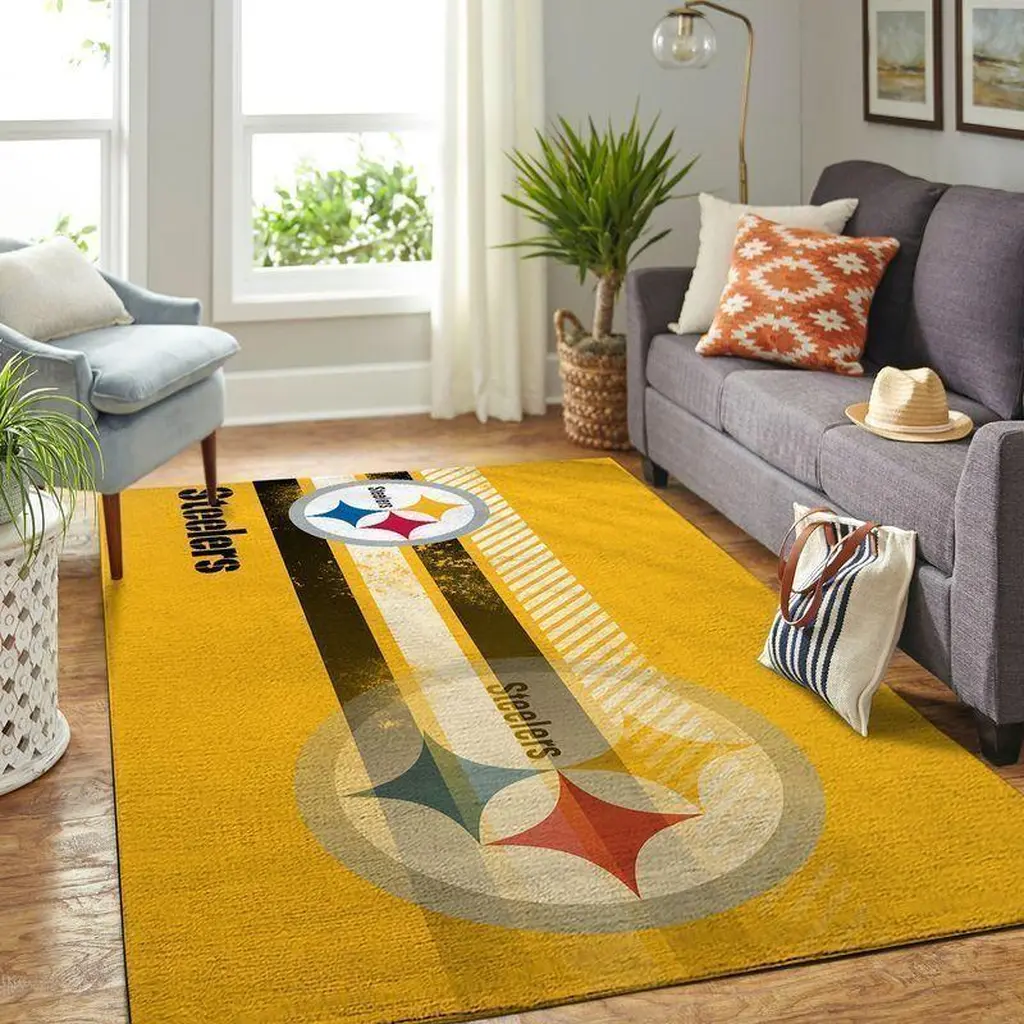 Steelers Area Rug Perfect for Living Room Decor Black and Yellow