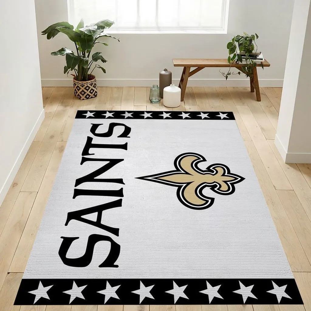 Steelers Rug Living Room Floor Decor Carpet Black and White