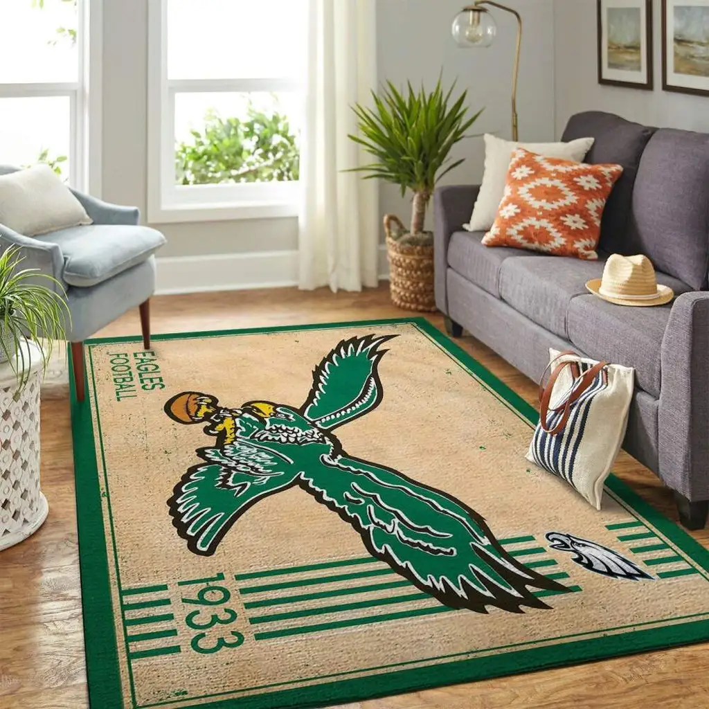 Steelers Snoopy Rug with American Flag Design Carpet Beige and Green