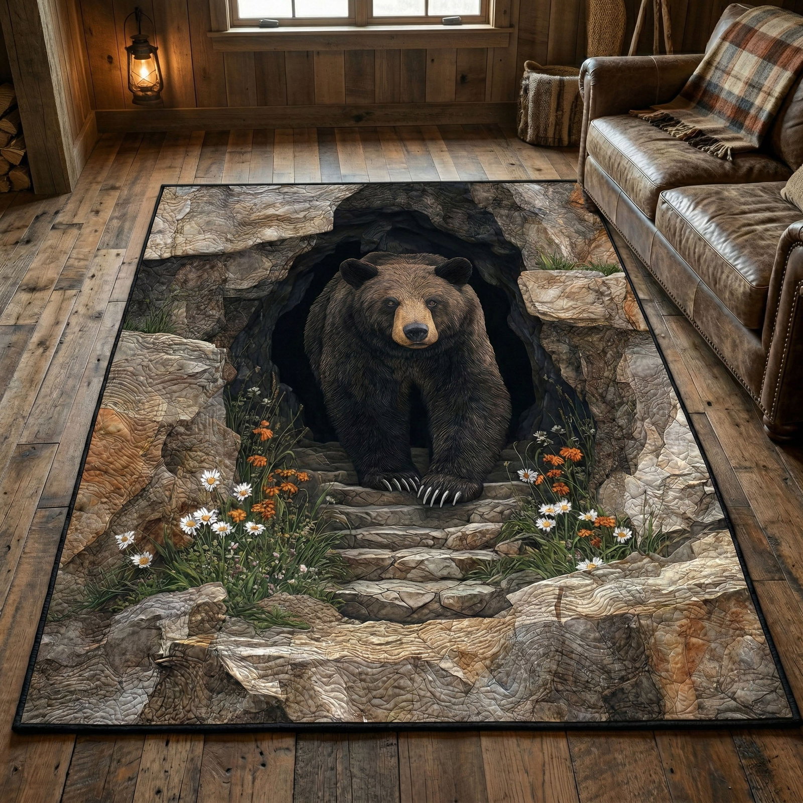 Stone Den Area Rug - Non-Slip Washable 3D Print Rug for Living Room & BedroomTVC2108111