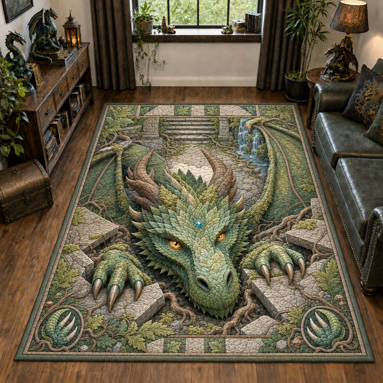 Stone Ruin Dragon Area Rug - Non-Slip Washable 3D Print Rug for Living Room & BedroomTVC210869
