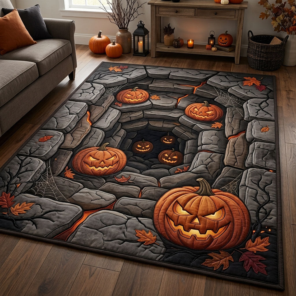 Stone Well Pumpkin Pit Area Rug - Non-Slip Washable 3D Print Rug for Living Room & BedroomTVC210857