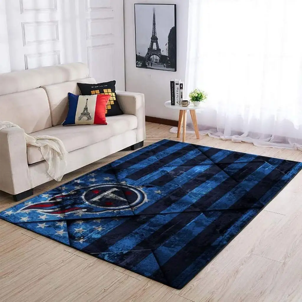 Striped Rug Modern Abstract Design for Living Room Black and Blue