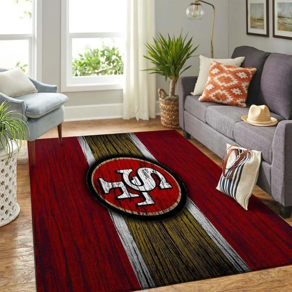 Striped Rug with Unique San Francisco Inspired Design Black and Red