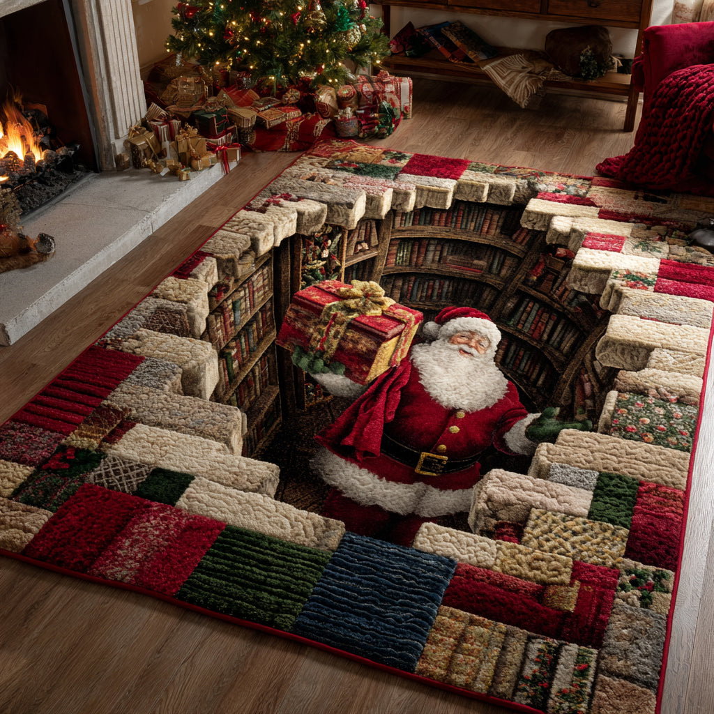 Subterranean Santa Claus Christmas Area Rug - Non-Slip Washable 3D Print Rug for Living Room & BedroomTVC2108111