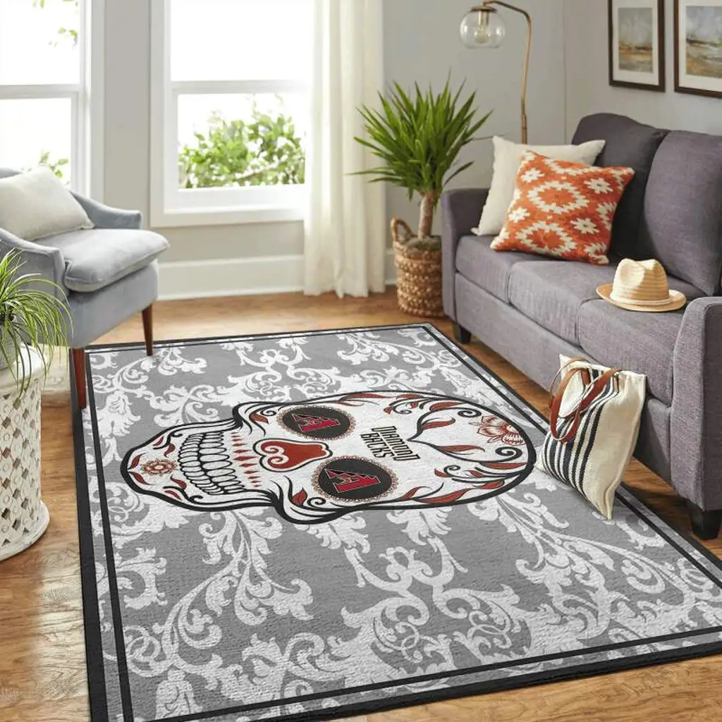 Sugar Skull Rug for Living Room Home Decor Carpet Gray and White