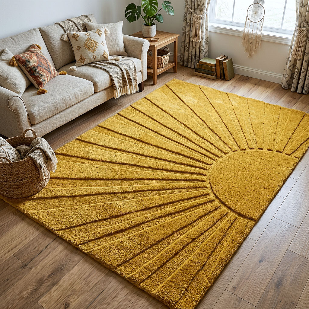 Sunburst Area Rug - Non-Slip Washable 3D Print Rug for Living Room & BedroomTVC2108154