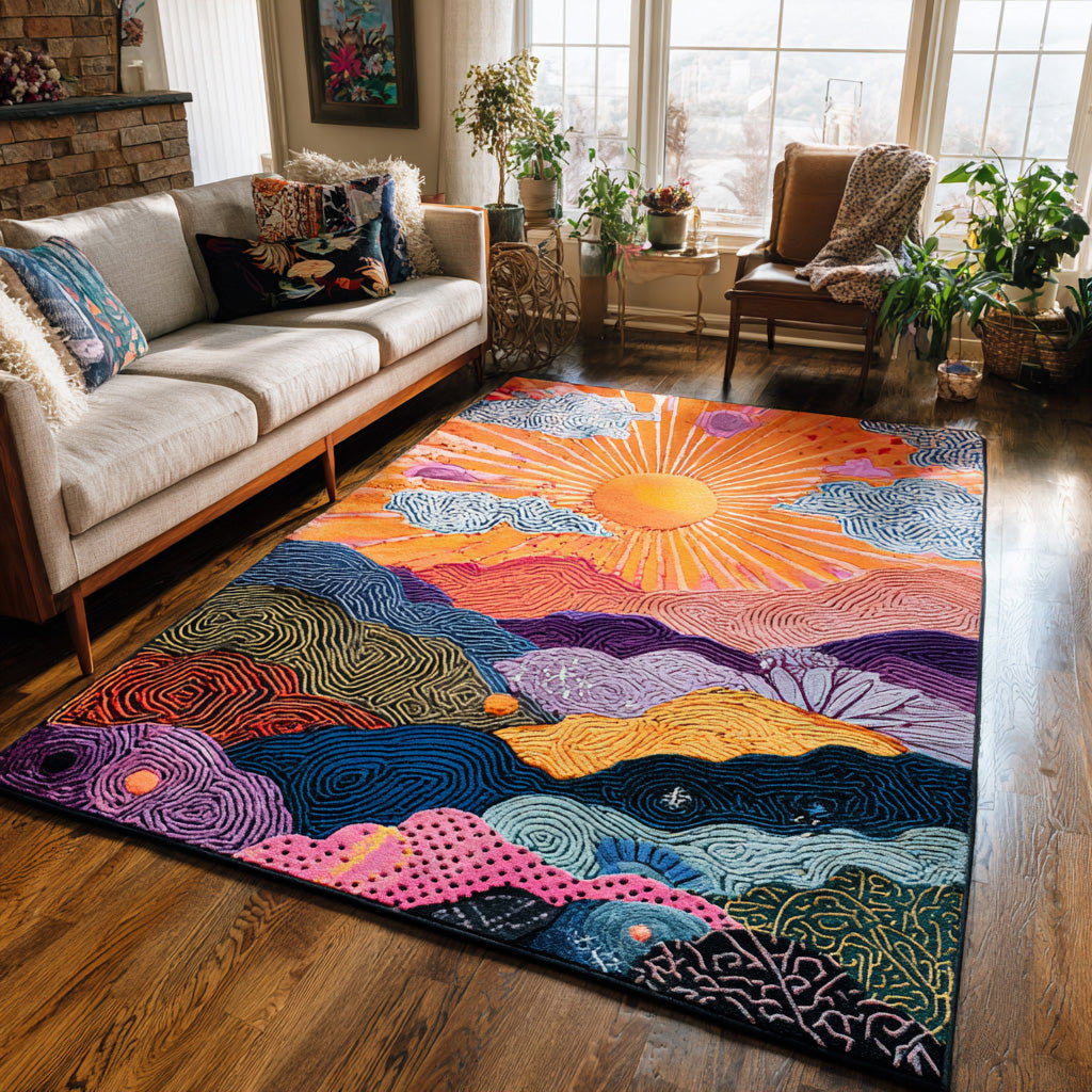 Sunburst Dream Area Rug - Non-Slip Washable 3D Print Rug for Living Room & BedroomTVC2108110