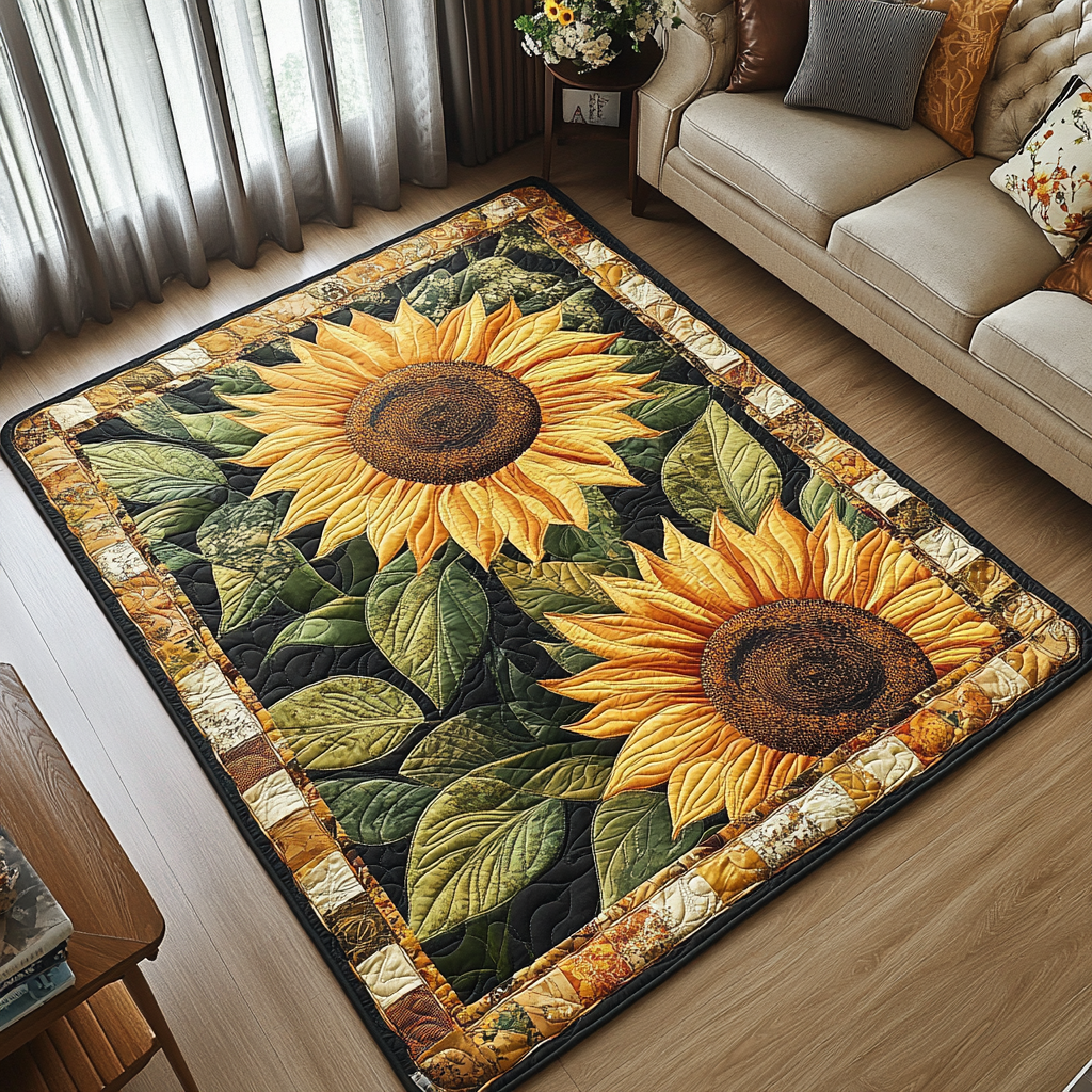 Sunflower Charm Area Rug - Non-Slip Washable 3D Print Rug for Living Room & BedroomTVC2108110