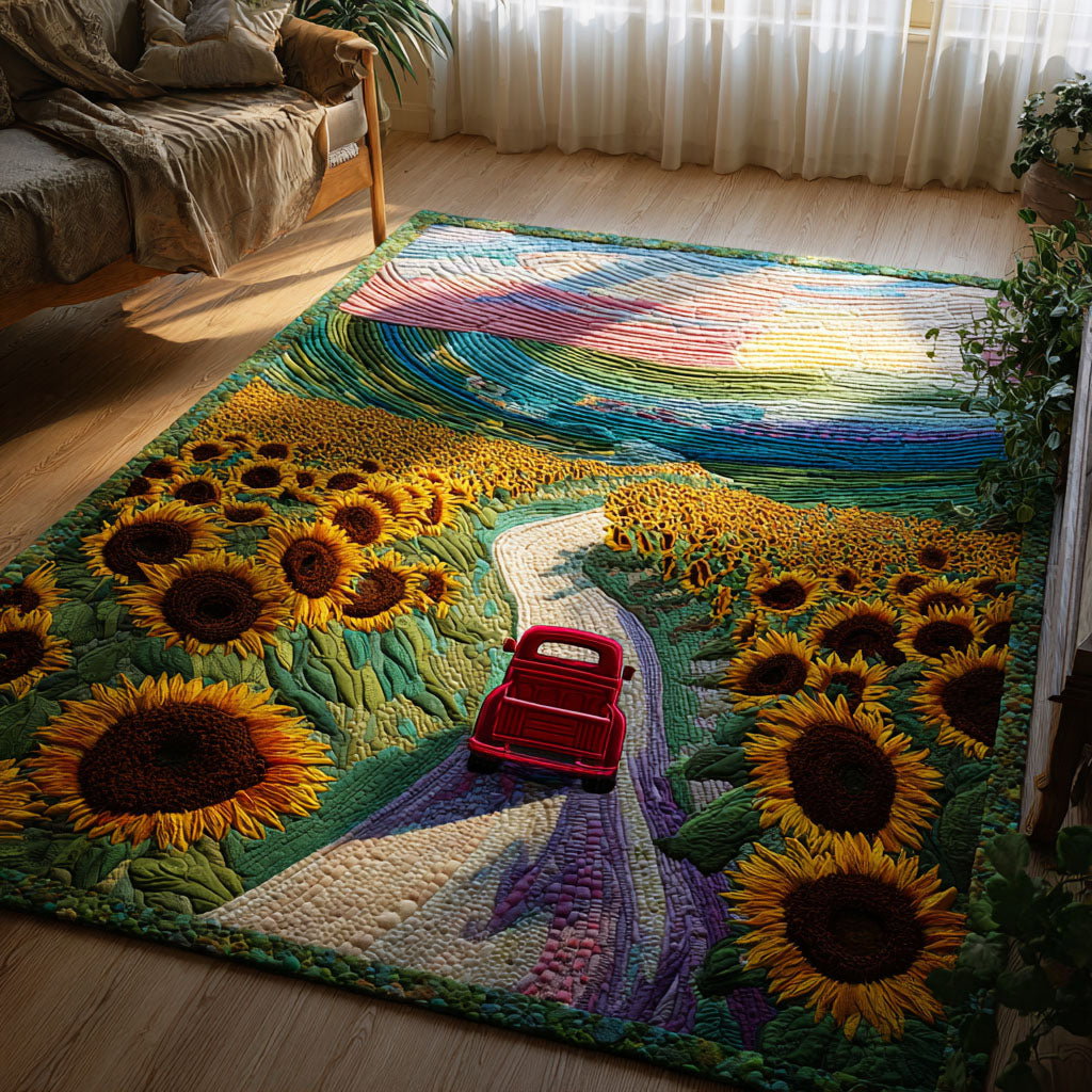 Sunflower Dream Horizon Area Rug - Non-Slip Washable 3D Print Rug for Living Room & BedroomTVC2108110