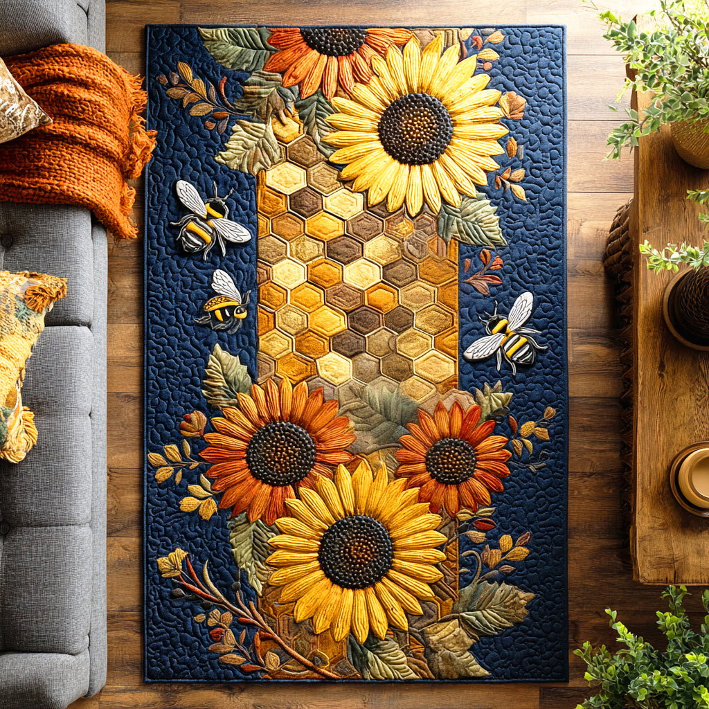 Sunflower Hive Area Rug - Non-Slip Washable 3D Print Rug for Living Room & BedroomTVC2108110
